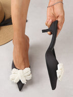 Bow Decor Point Toe Mule Pumps Valentines,Elegant,Party Outfits