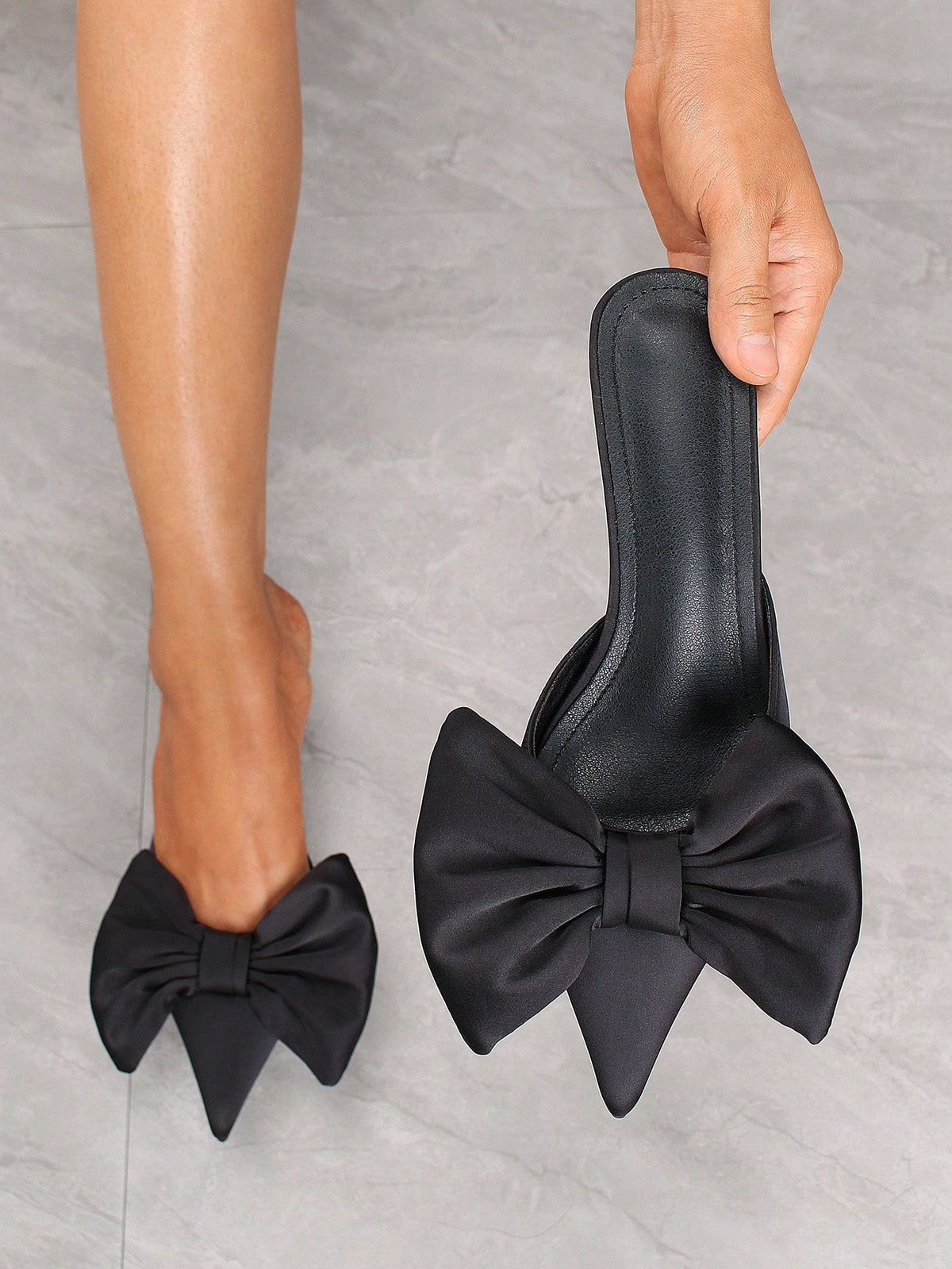 Fall/Winter Women's Mule High Heel Shoes & Bowknot Kitten Heel Sandals, Elegant, Party