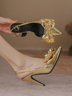 Women's Elegant Pointed Toe High Heeled Sandals With Bow Knot Decoration