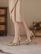 Women's Elegant Pointed Toe High Heeled Sandals With Bow Knot Decoration