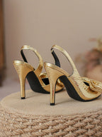 Women's Elegant Pointed Toe High Heeled Sandals With Bow Knot Decoration