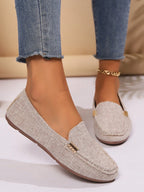 Plus Size Metal Buckle Round Toe Flats