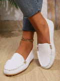Plus Size Metal Buckle Round Toe Flats
