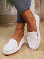 Plus Size Metal Buckle Round Toe Flats