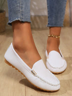 Plus Size Metal Buckle Round Toe Flats