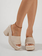 Ladies' Rope Wedge Platform Sandals, Open Toe Ankle Strap Summer Vacation Casual High Heel Slippers, Travel Essential