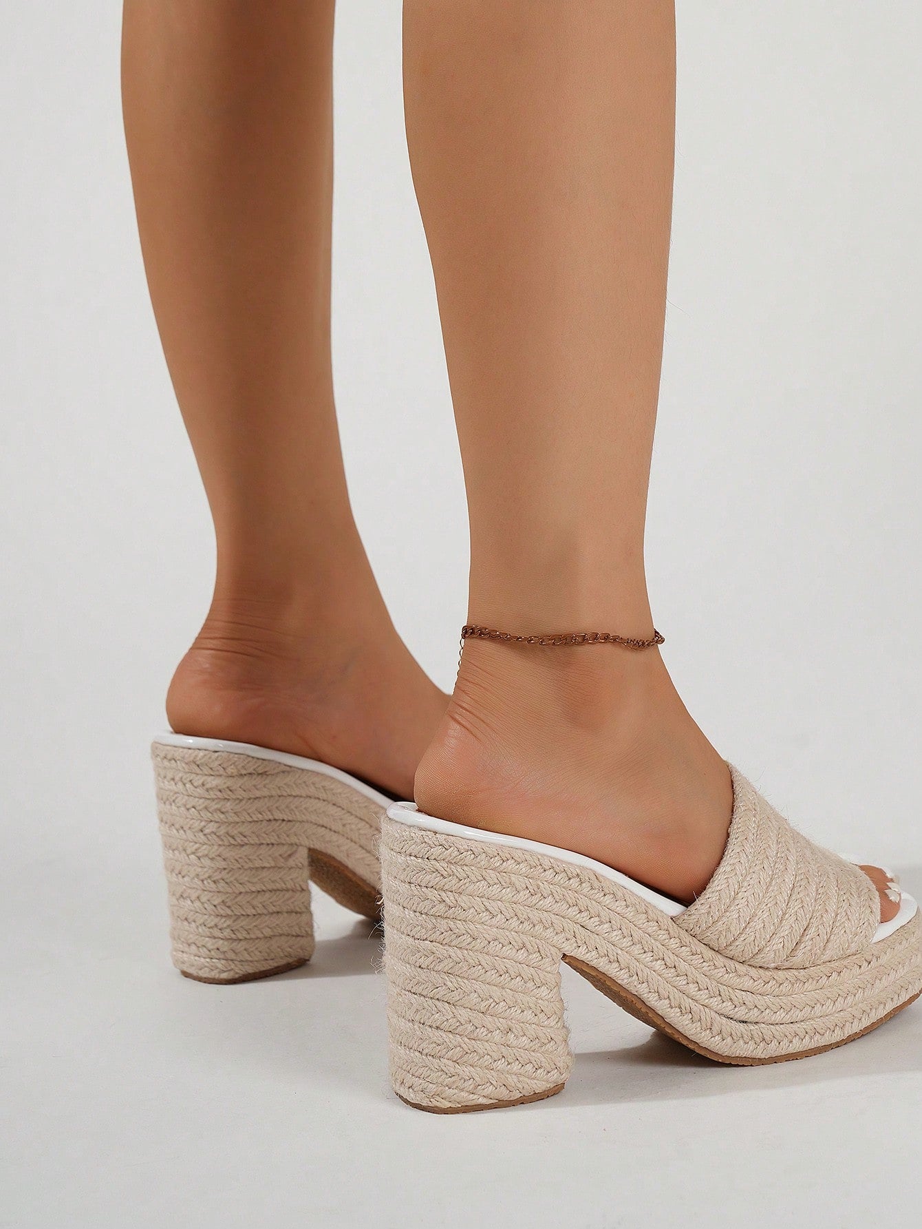 Ladies' Rope Wedge Platform Sandals, Open Toe Ankle Strap Summer Vacation Casual High Heel Slippers, Travel Essential