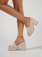 Ladies' Rope Wedge Platform Sandals, Open Toe Ankle Strap Summer Vacation Casual High Heel Slippers, Travel Essential