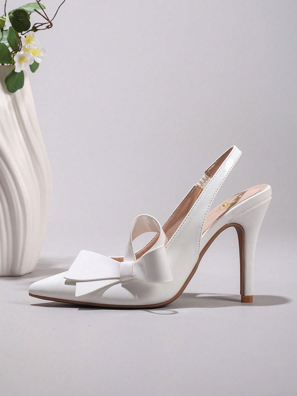 Women's Bowknot Pointed Toe High Heel Sandals, Shiny PU Leather, Elegant & Sexy, Suitable For Wedding, Party, Elegant, Women Pumps, Elegant