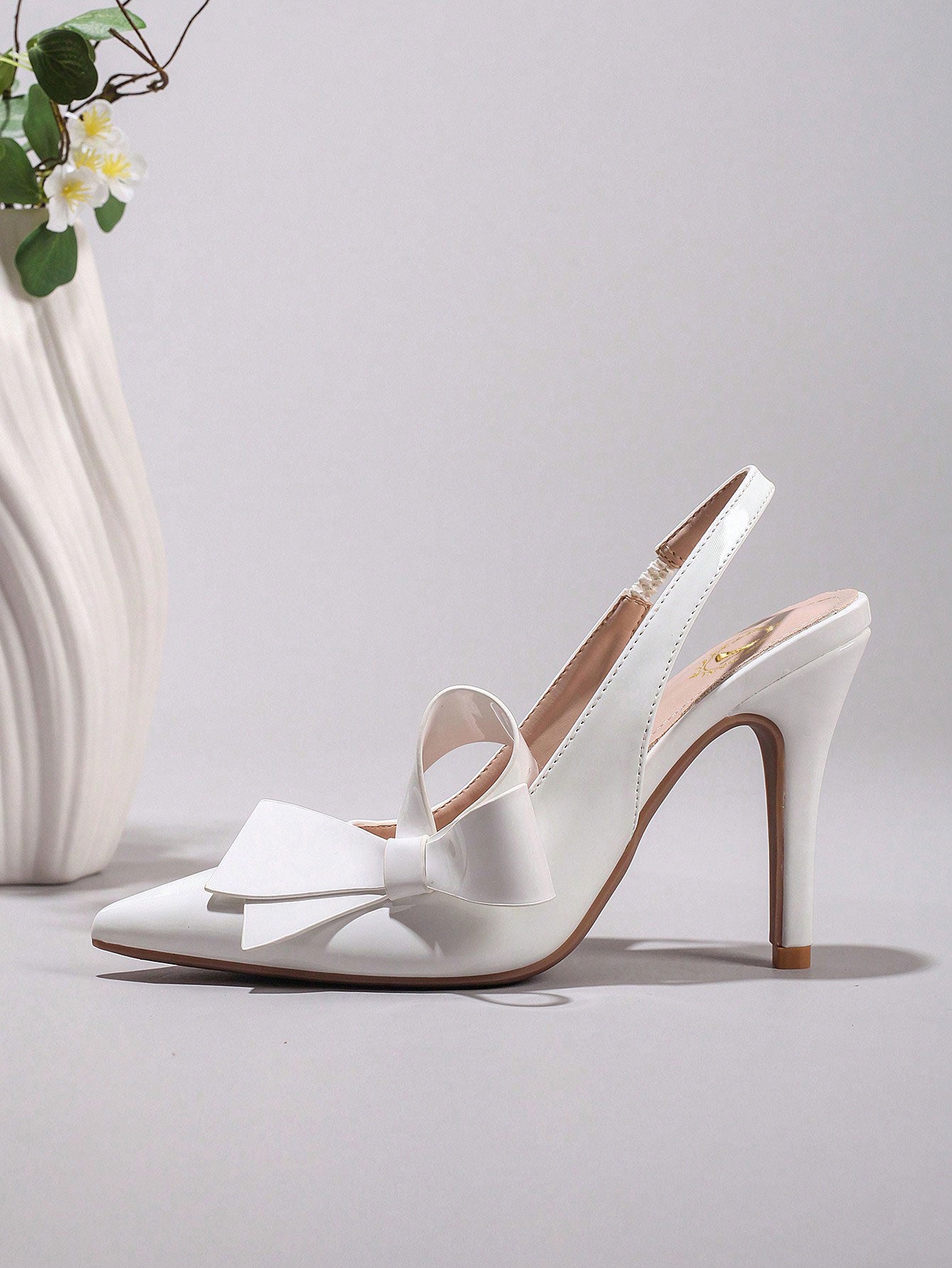 Women's Bowknot Pointed Toe High Heel Sandals, Shiny PU Leather, Elegant & Sexy, Suitable For Wedding, Party, Elegant, Women Pumps, Elegant