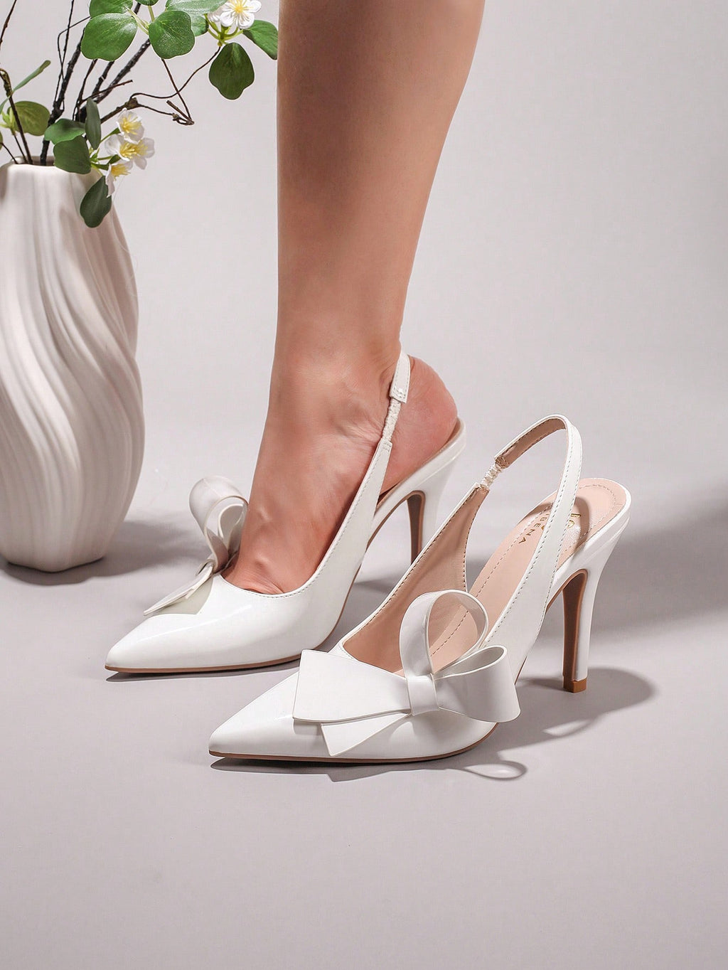 Women's Bowknot Pointed Toe High Heel Sandals, Shiny PU Leather, Elegant & Sexy, Suitable For Wedding, Party, Elegant, Women Pumps, Elegant