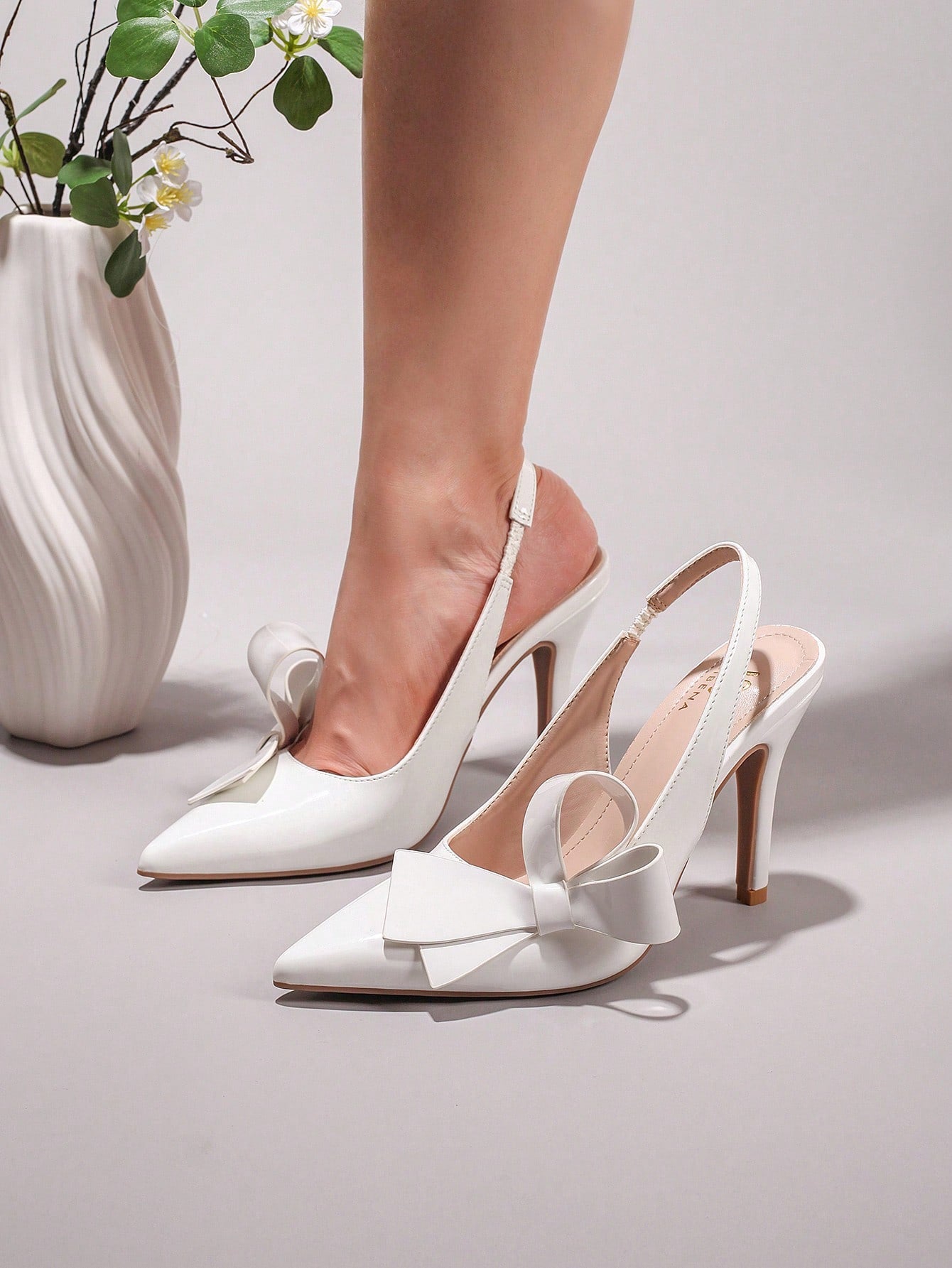Women's Bowknot Pointed Toe High Heel Sandals, Shiny PU Leather, Elegant & Sexy, Suitable For Wedding, Party, Elegant, Women Pumps, Elegant