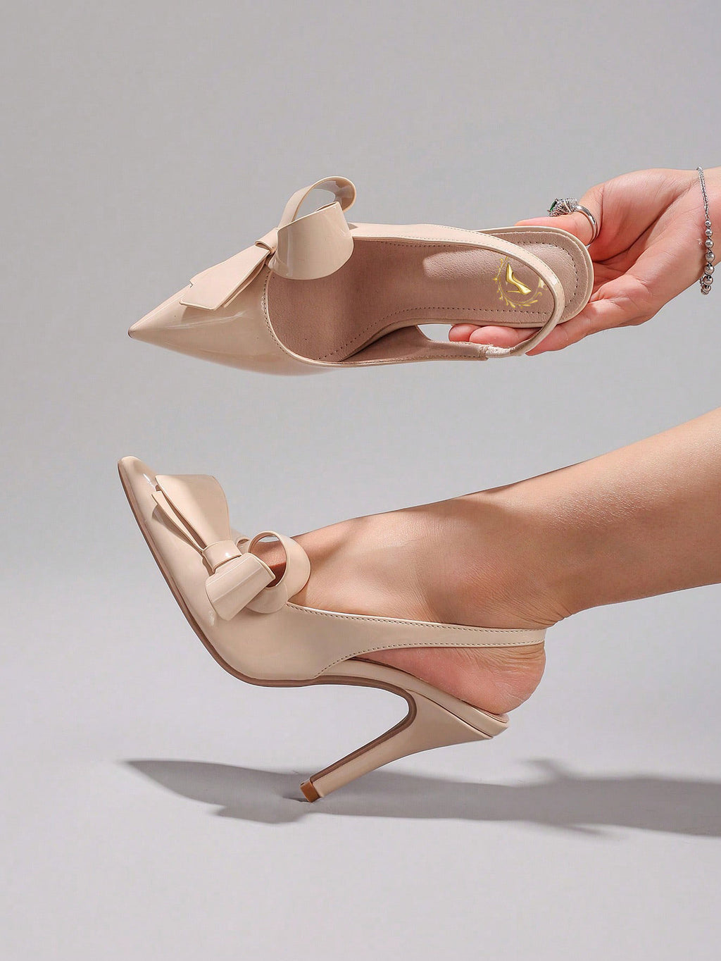 Women's Bowknot Pointed Toe High Heel Sandals, Shiny PU Leather, Elegant & Sexy, Suitable For Wedding, Party, Elegant, Women Pumps, Elegant