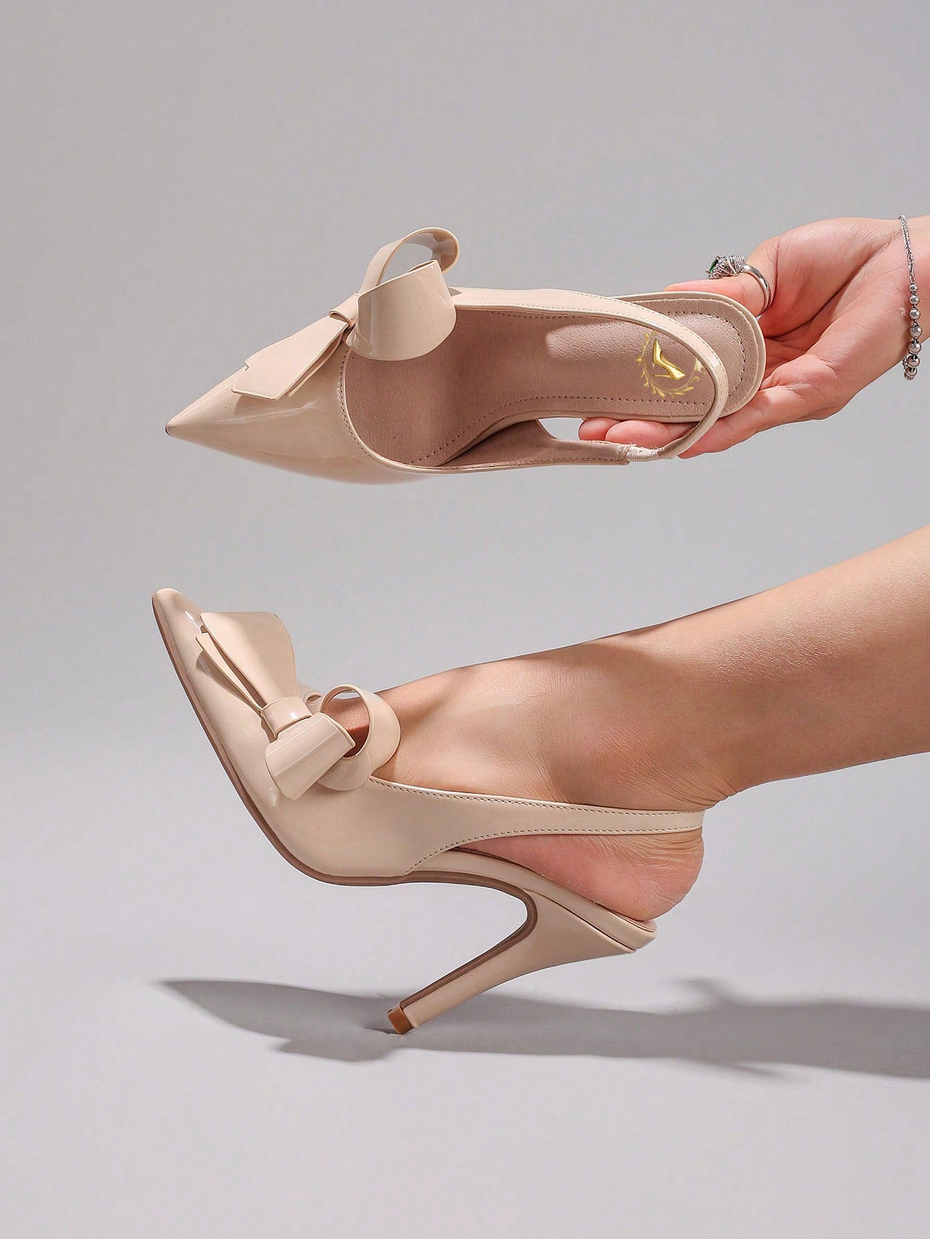 Women's Bowknot Pointed Toe High Heel Sandals, Shiny PU Leather, Elegant & Sexy, Suitable For Wedding, Party, Elegant, Women Pumps, Elegant