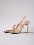 Women's Bowknot Pointed Toe High Heel Sandals, Shiny PU Leather, Elegant & Sexy, Suitable For Wedding, Party, Elegant, Women Pumps, Elegant