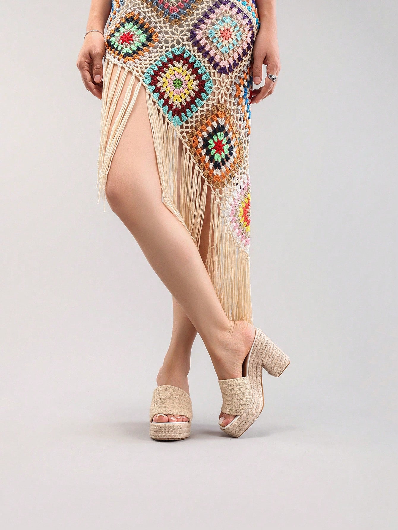 Ladies' Rope Wedge Platform Sandals, Open Toe Ankle Strap Summer Vacation Casual High Heel Slippers, Travel Essential