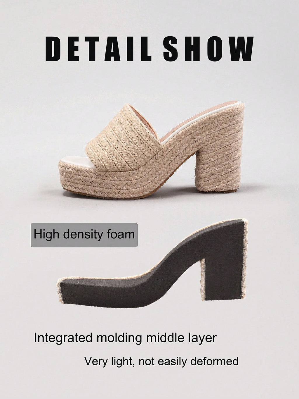 Ladies' Rope Wedge Platform Sandals, Open Toe Ankle Strap Summer Vacation Casual High Heel Slippers, Travel Essential
