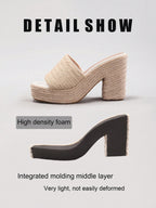 Ladies' Rope Wedge Platform Sandals, Open Toe Ankle Strap Summer Vacation Casual High Heel Slippers, Travel Essential