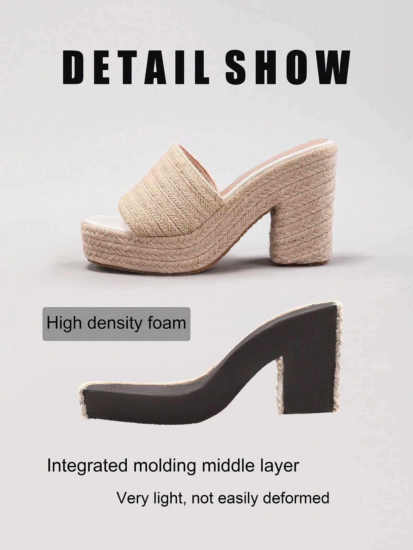 Ladies' Rope Wedge Platform Sandals, Open Toe Ankle Strap Summer Vacation Casual High Heel Slippers, Travel Essential