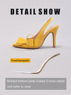 Women's Bowknot Pointed Toe High Heel Sandals, Shiny PU Leather, Elegant & Sexy, Suitable For Wedding, Party, Elegant, Women Pumps, Elegant
