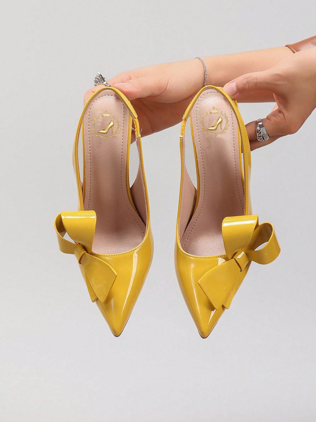 Women's Bowknot Pointed Toe High Heel Sandals, Shiny PU Leather, Elegant & Sexy, Suitable For Wedding, Party, Elegant, Women Pumps, Elegant