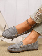 Plus Size Metal Buckle Round Toe Flats
