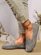 Plus Size Metal Buckle Round Toe Flats