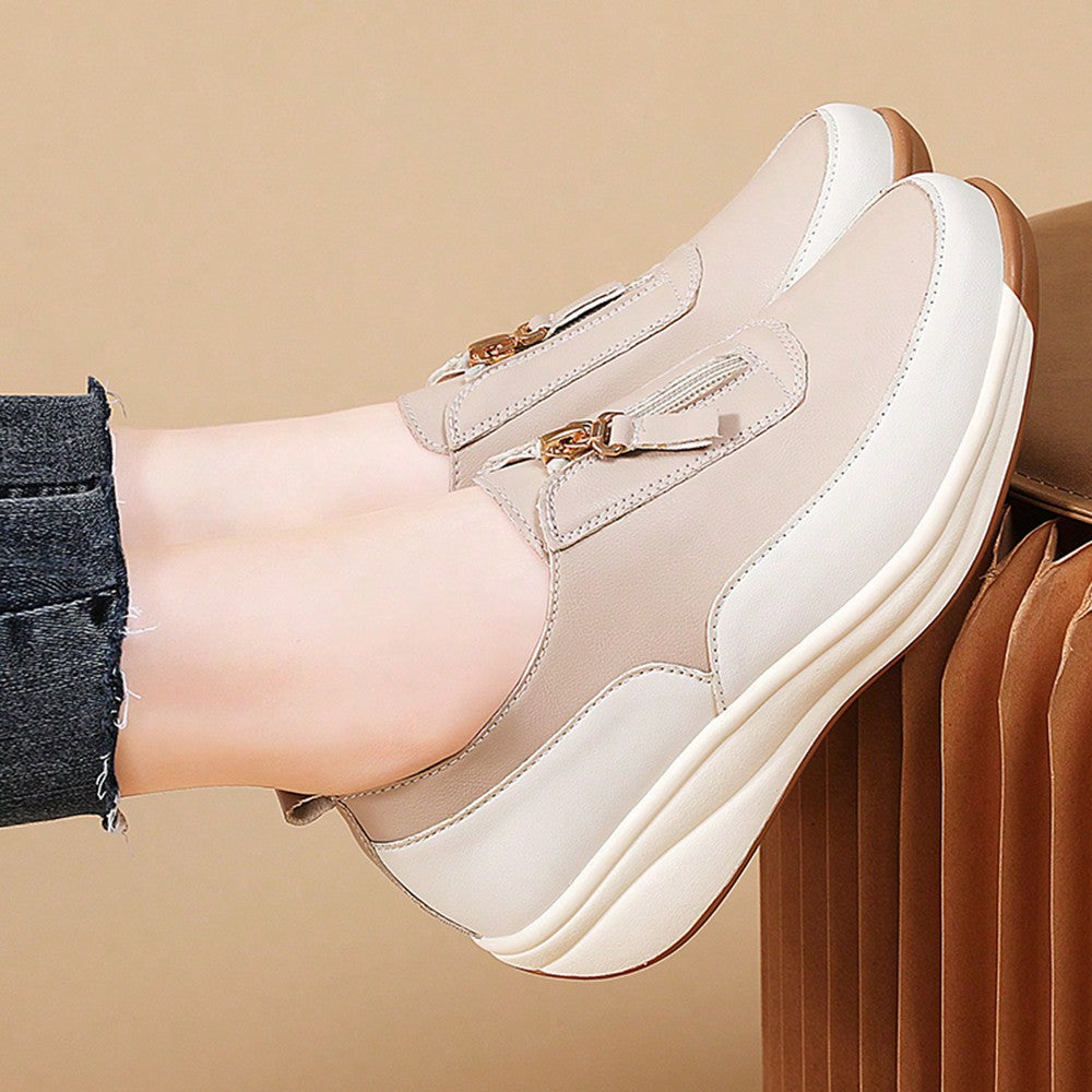 Faux Leather Chain Loafers