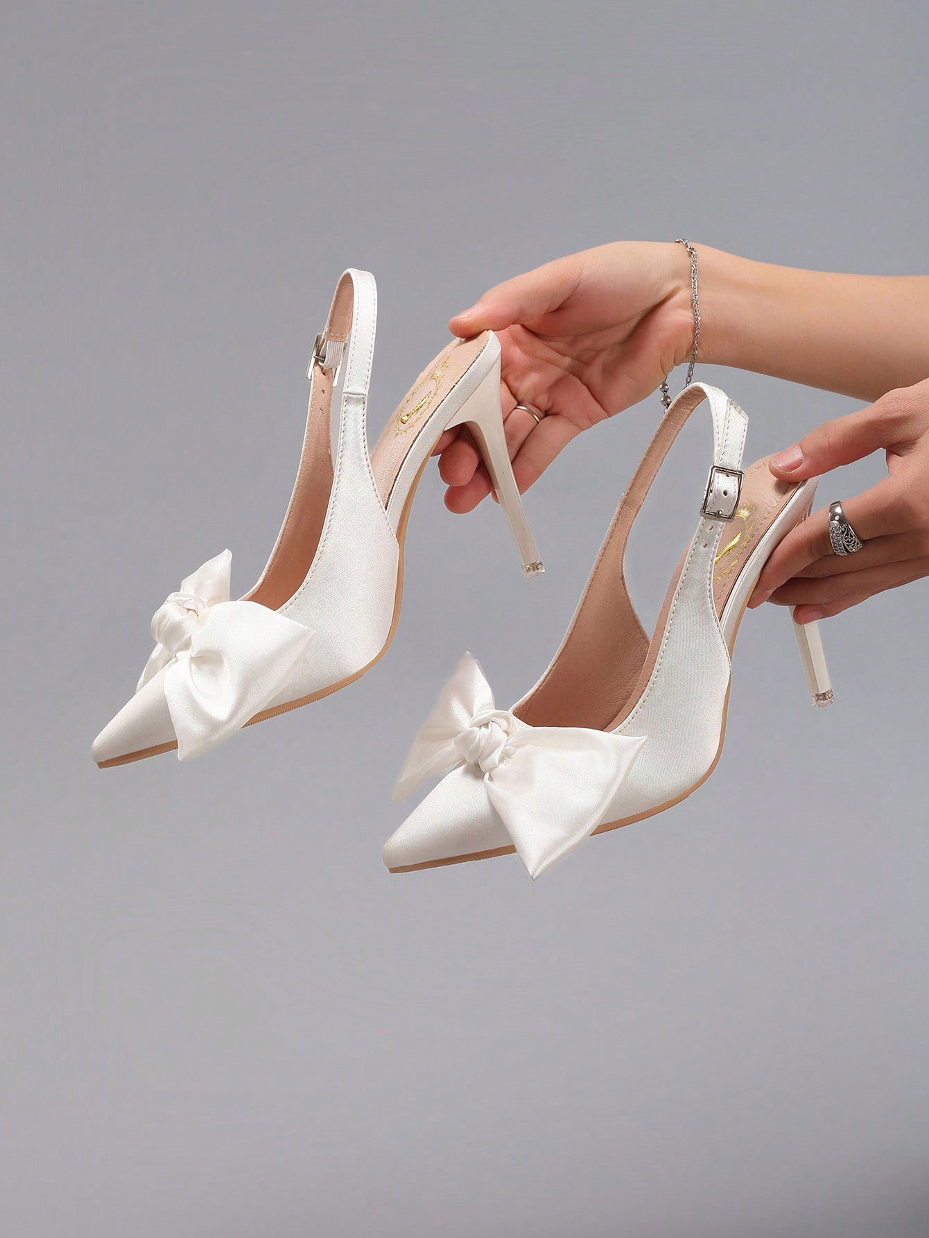 Women's Bowknot Pointy Toe Super High Heel Satin Stiletto Sandals