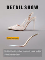 Women's Lace Patchwork Pointed Toe High Heel Sandals, Hollow Out Breathable Sexy Fashion Party Stilettos, Elegant, Women Pumps, Elegant, Summer Outfits