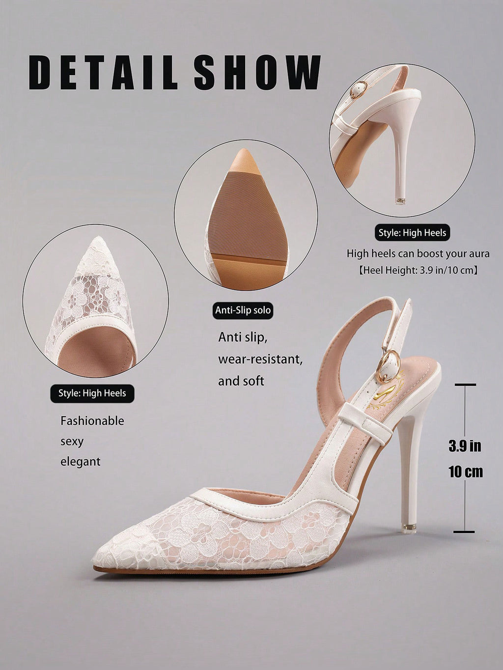Women's Lace Patchwork Pointed Toe High Heel Sandals, Hollow Out Breathable Sexy Fashion Party Stilettos, Elegant, Women Pumps, Elegant, Summer Outfits