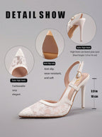 Women's Lace Patchwork Pointed Toe High Heel Sandals, Hollow Out Breathable Sexy Fashion Party Stilettos, Elegant, Women Pumps, Elegant, Summer Outfits
