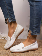 Plus Size Metal Buckle Round Toe Flats