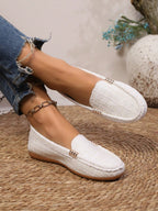Plus Size Metal Buckle Round Toe Flats