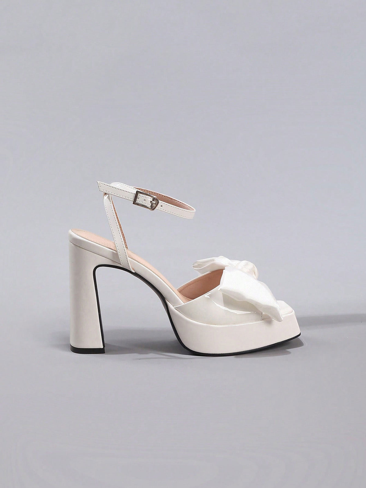 White Bowknot Platform Heels
