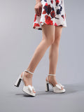 White Bowknot Platform Heels