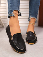 Plus Size Metal Buckle Round Toe Flats