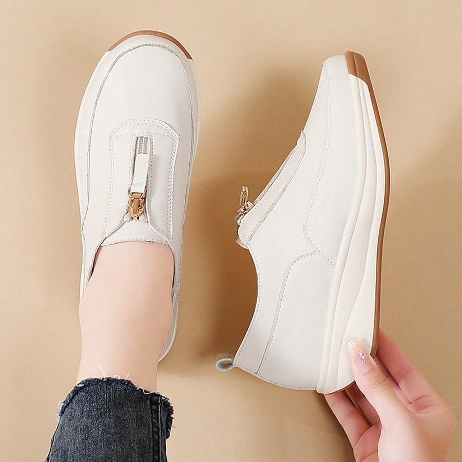 Faux Leather Chain Loafers