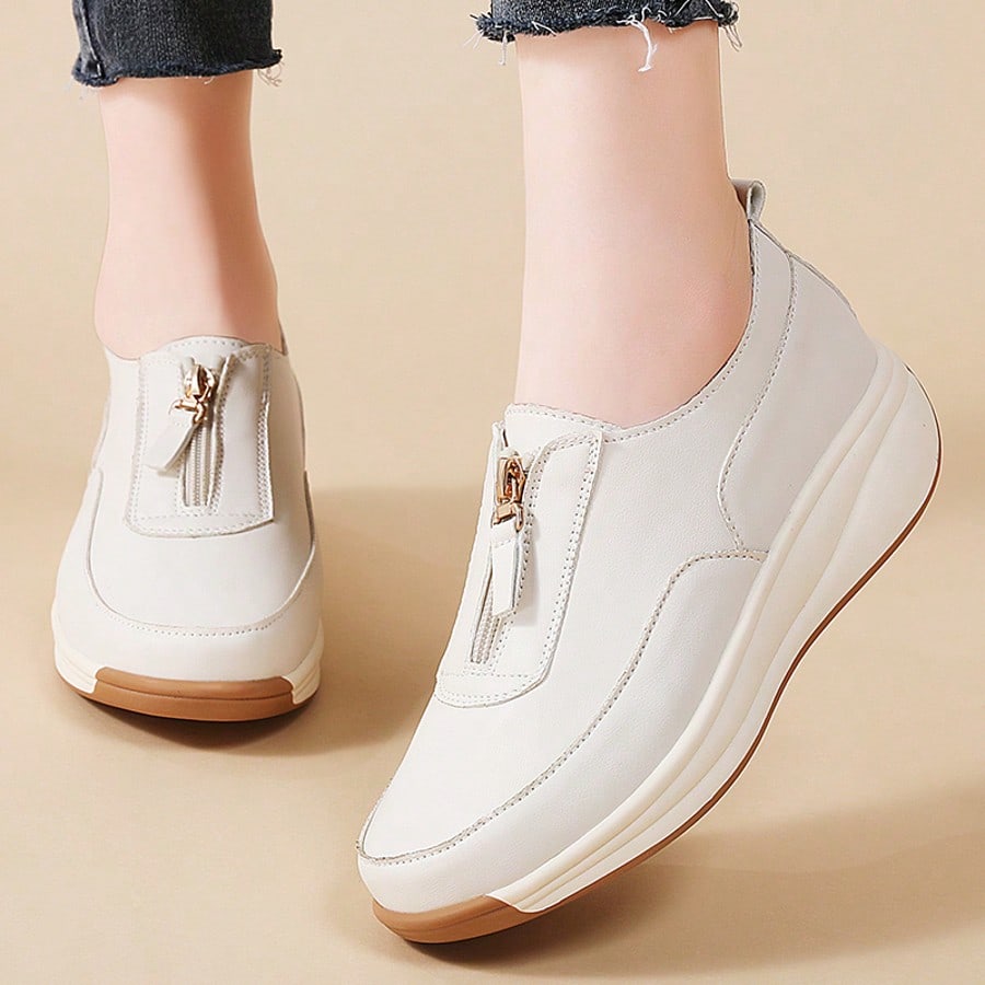 Faux Leather Chain Loafers