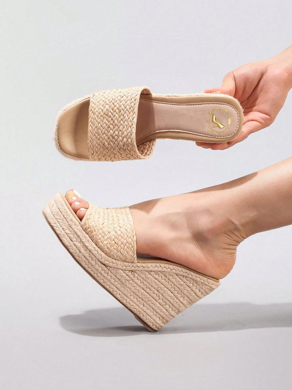 Women's Rope Platform Wedge Sandals, Woven Strap Open Toe High Heel Slide Sandals, Casual Resort Vacation, Lightweight And Comfortable, Spring Summer Outfits