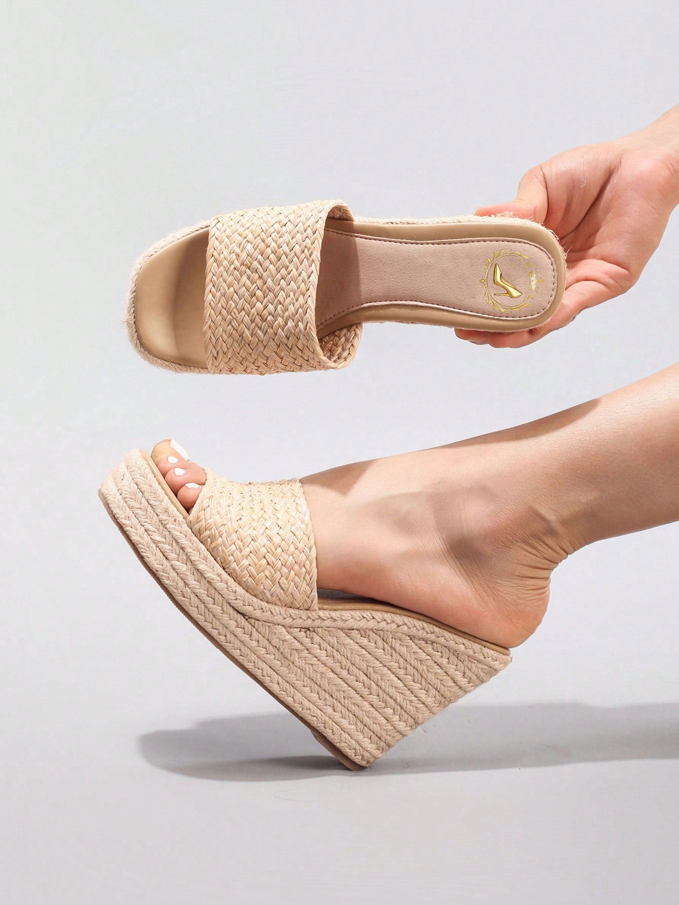 Women's Rope Platform Wedge Sandals, Woven Strap Open Toe High Heel Slide Sandals, Casual Resort Vacation, Lightweight And Comfortable, Spring Summer Outfits
