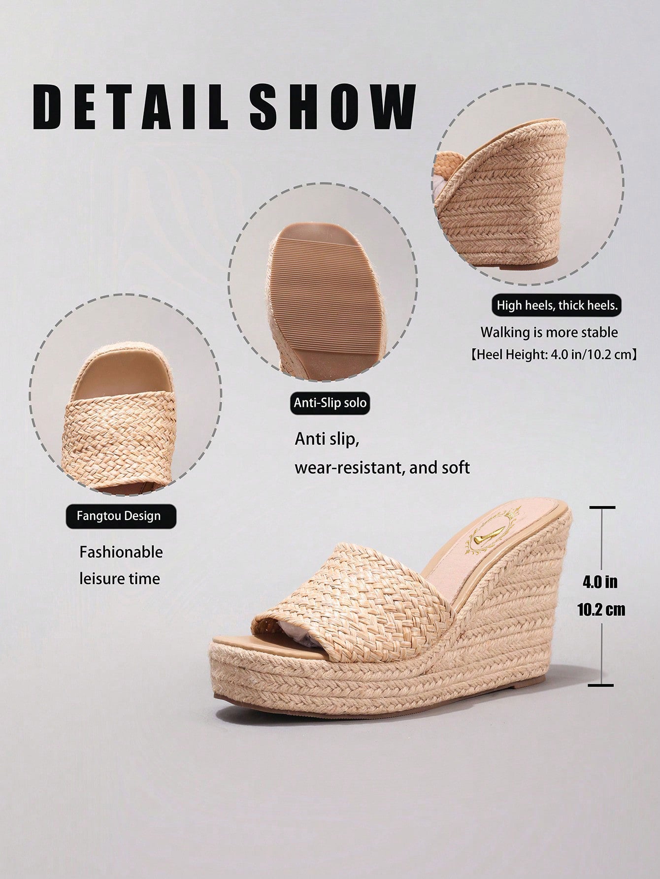 Women's Rope Platform Wedge Sandals, Woven Strap Open Toe High Heel Slide Sandals, Casual Resort Vacation, Lightweight And Comfortable, Spring Summer Outfits