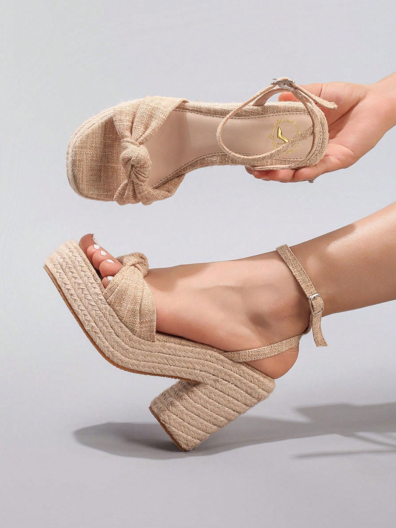 Rope Wedge Platform Thick Sole Sandals Twisted Open Toe Summer Vacation Casual High Heel Platform Slides Daily Fashion Grass Green Women's Shoes