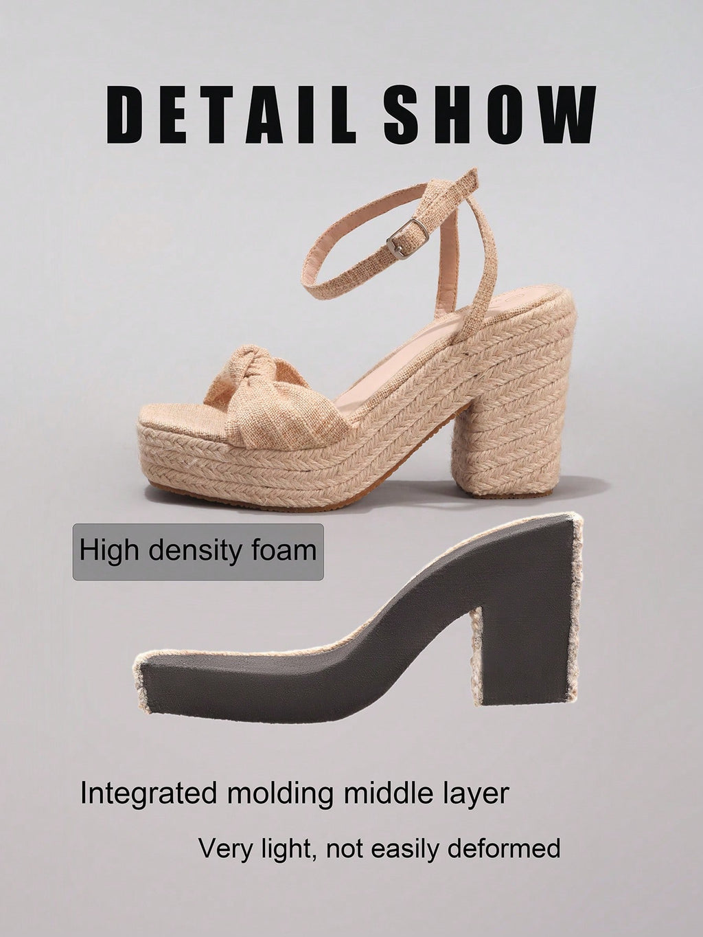 Rope Wedge Platform Thick Sole Sandals Twisted Open Toe Summer Vacation Casual High Heel Platform Slides Daily Fashion Grass Green Women's Shoes