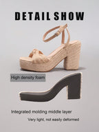 Rope Wedge Platform Thick Sole Sandals Twisted Open Toe Summer Vacation Casual High Heel Platform Slides Daily Fashion Grass Green Women's Shoes