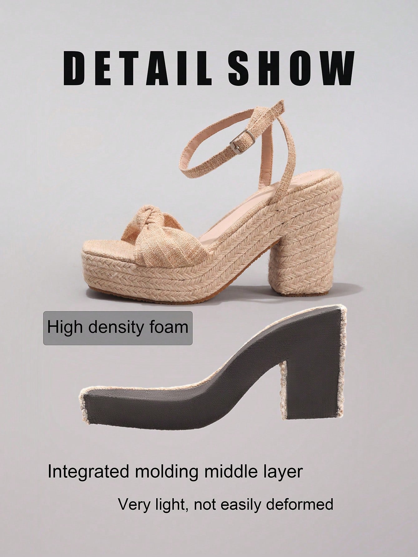 Rope Wedge Platform Thick Sole Sandals Twisted Open Toe Summer Vacation Casual High Heel Platform Slides Daily Fashion Grass Green Women's Shoes
