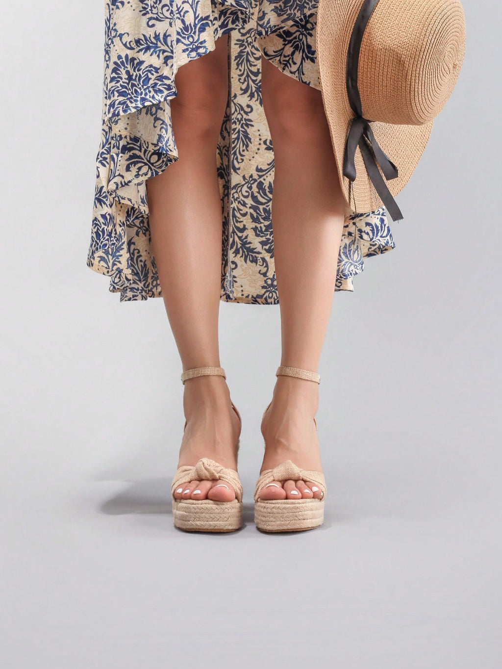 Rope Wedge Platform Thick Sole Sandals Twisted Open Toe Summer Vacation Casual High Heel Platform Slides Daily Fashion Grass Green Women's Shoes