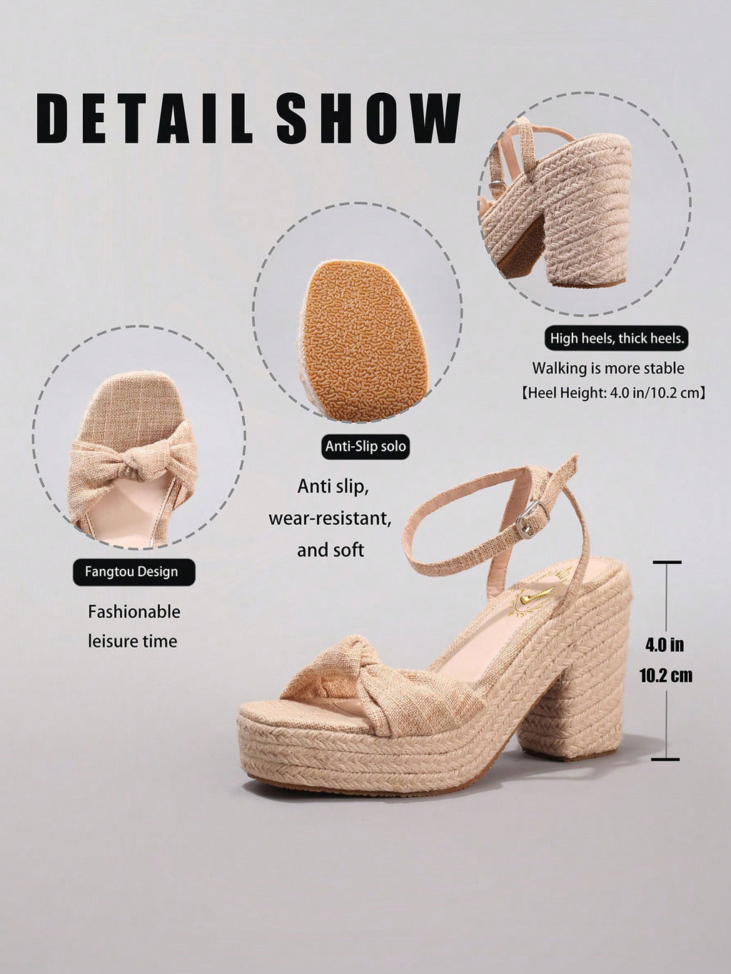 Rope Wedge Platform Thick Sole Sandals Twisted Open Toe Summer Vacation Casual High Heel Platform Slides Daily Fashion Grass Green Women's Shoes