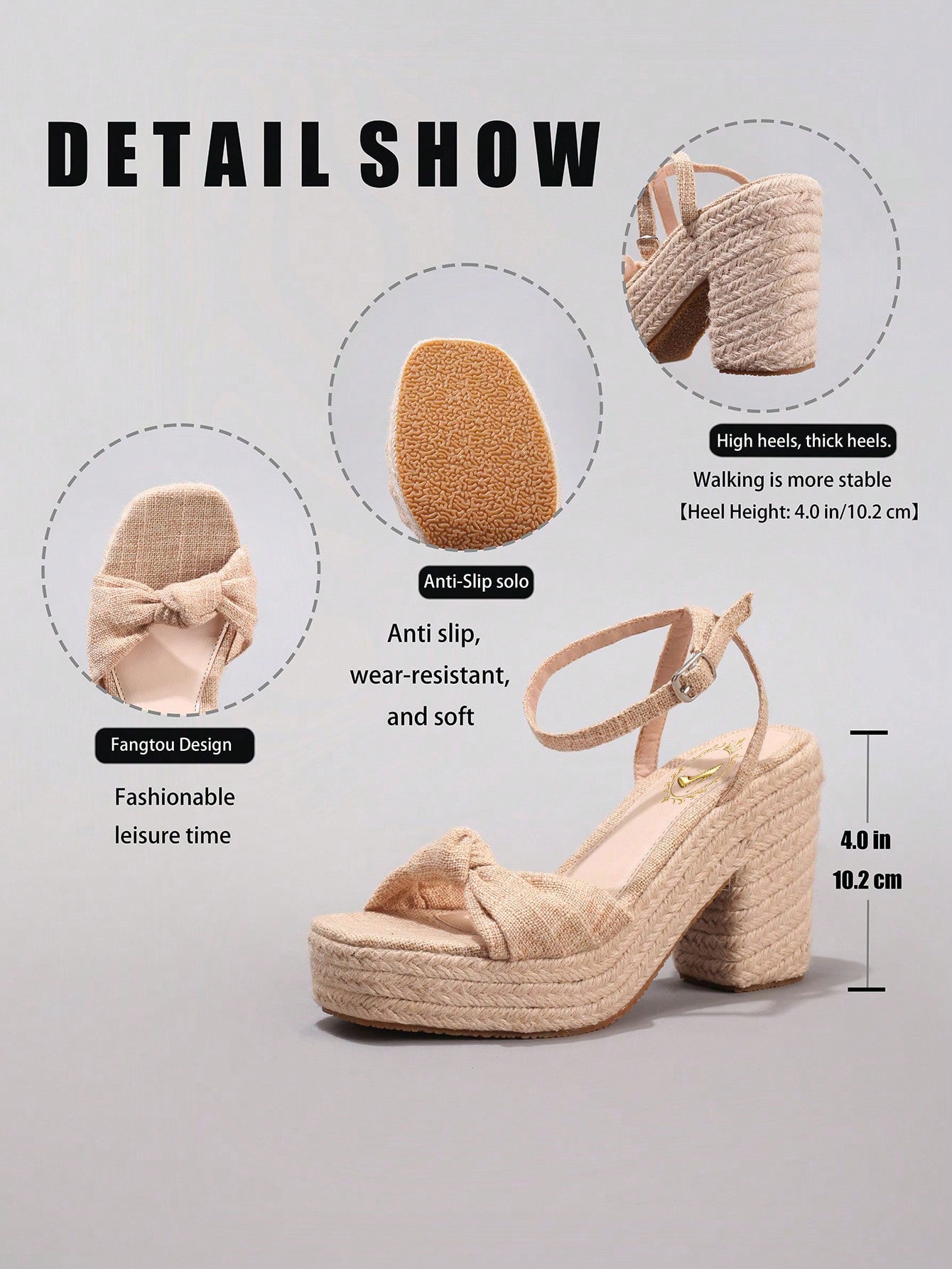 Rope Wedge Platform Thick Sole Sandals Twisted Open Toe Summer Vacation Casual High Heel Platform Slides Daily Fashion Grass Green Women's Shoes