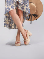 Rope Wedge Platform Thick Sole Sandals Twisted Open Toe Summer Vacation Casual High Heel Platform Slides Daily Fashion Grass Green Women's Shoes